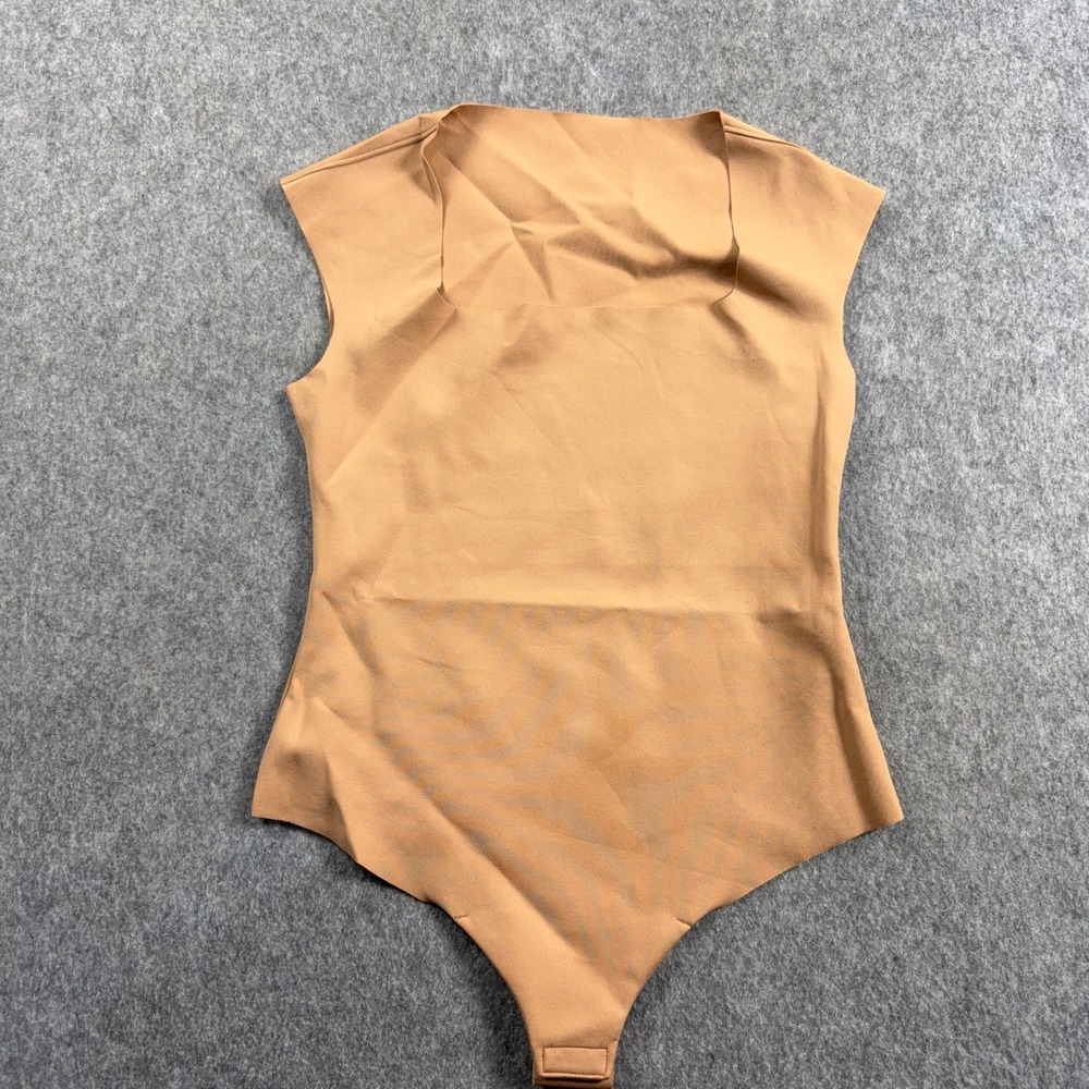 Commando Butter Square Neck Bodysuit Tan Nude Sleeveless Thong Size L